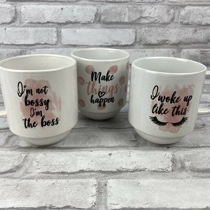 Lets Dine Stoneware Stackable Coffee Mugs Set of 3